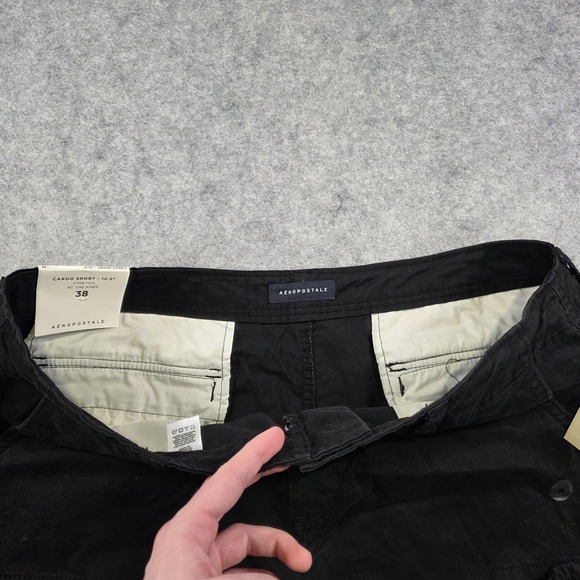 Aeropostale Shorts Mens 38 Black Cargo Stretch Cotton Casual Utility Pockets - Picture 6 of 16